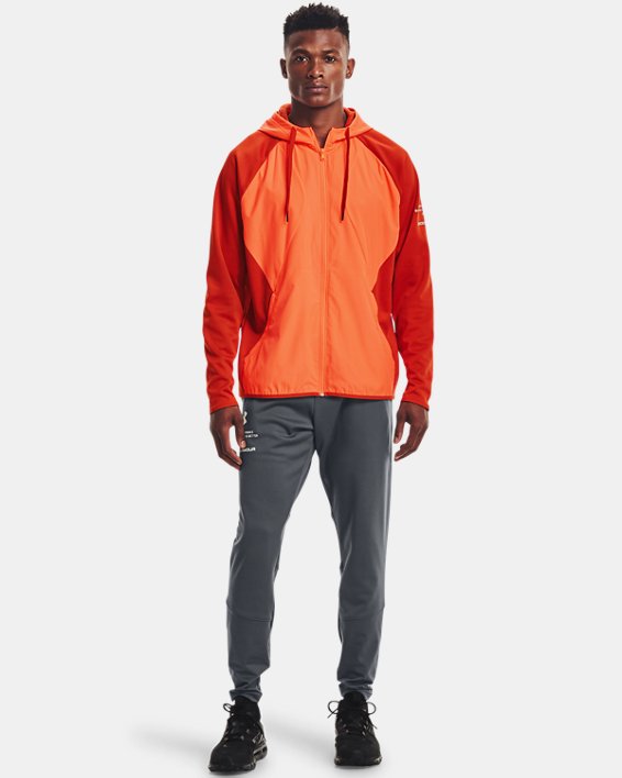 Men's Armour Fleece® Storm Full Zip Hoodie, Orange, pdpMainDesktop image number 2